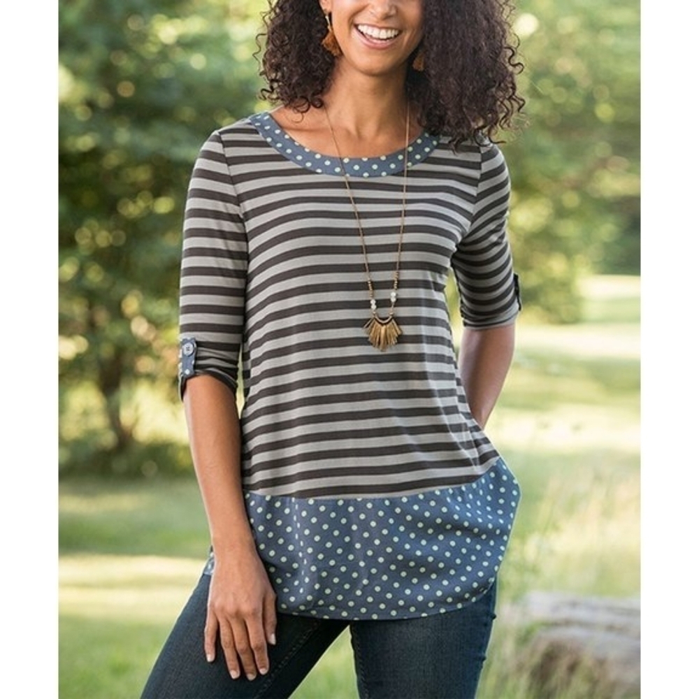 Matilda Jane Let's Get Lost Striped Polka Dot Top